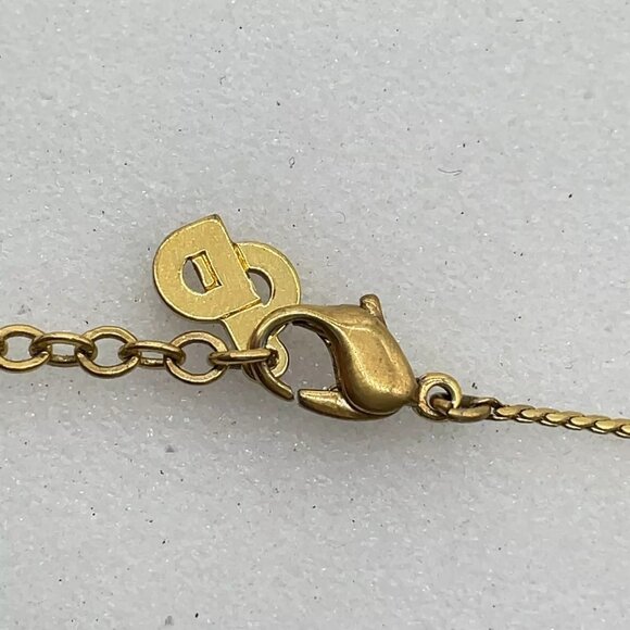 Auth Christian Dior Logo Gold Planting Necklace V120012 - Picture 5 of 9